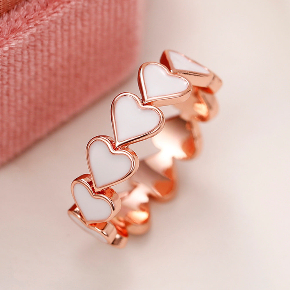 Shi Simple Pink Heart-to-heart Epoxy Female Jewelry Set