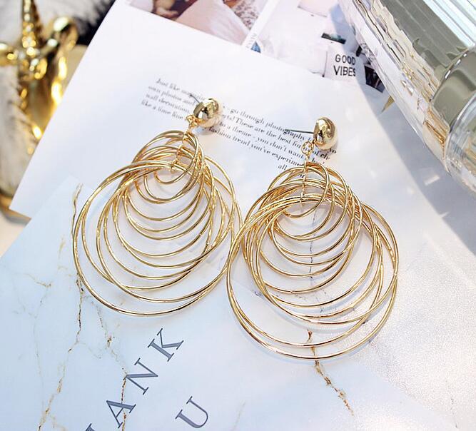 Personality Hipster Nightclub Exaggerated Geometry Ear Stud Earrings