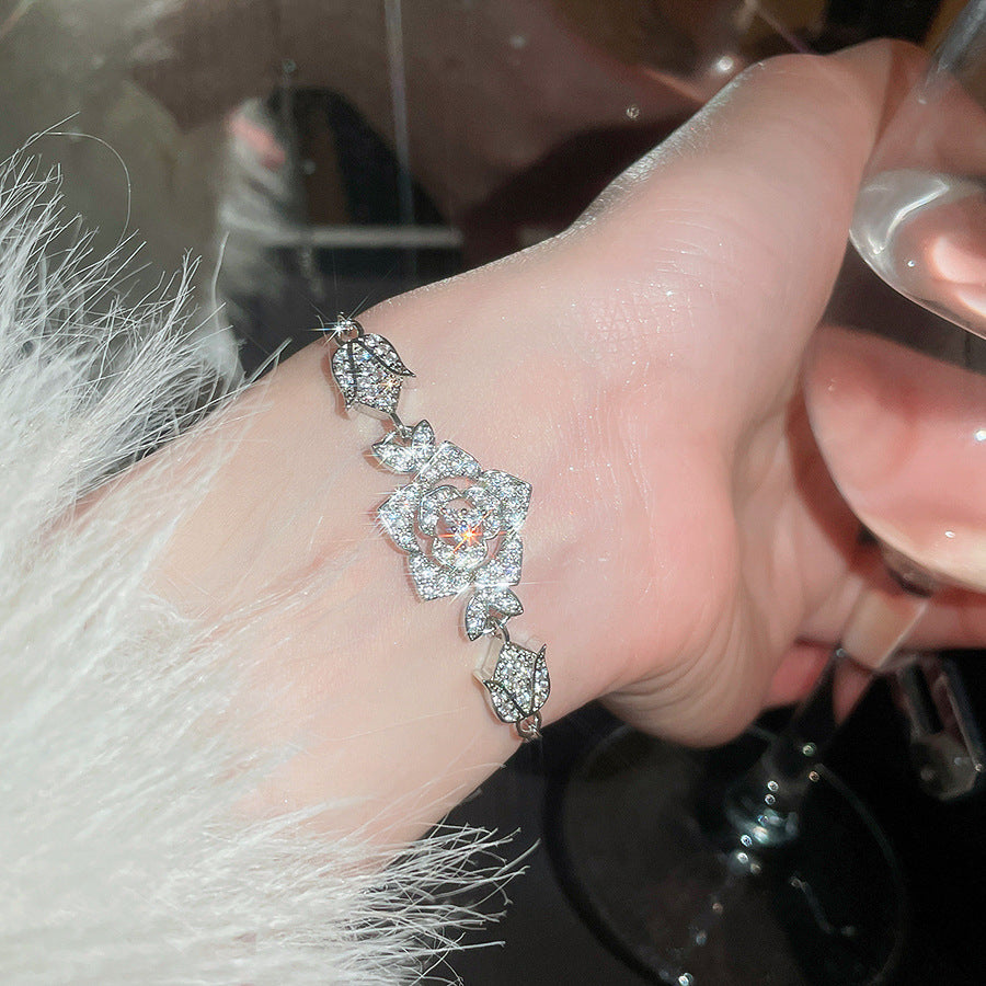 Women's Austrian Bright Gem Flower Light Luxury High-grade Court Style Fashion Bracelets