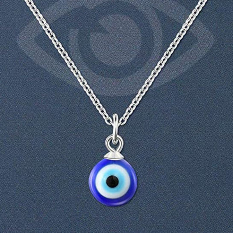 Round Beads Glass Ball Blue Eyes Devil Necklace