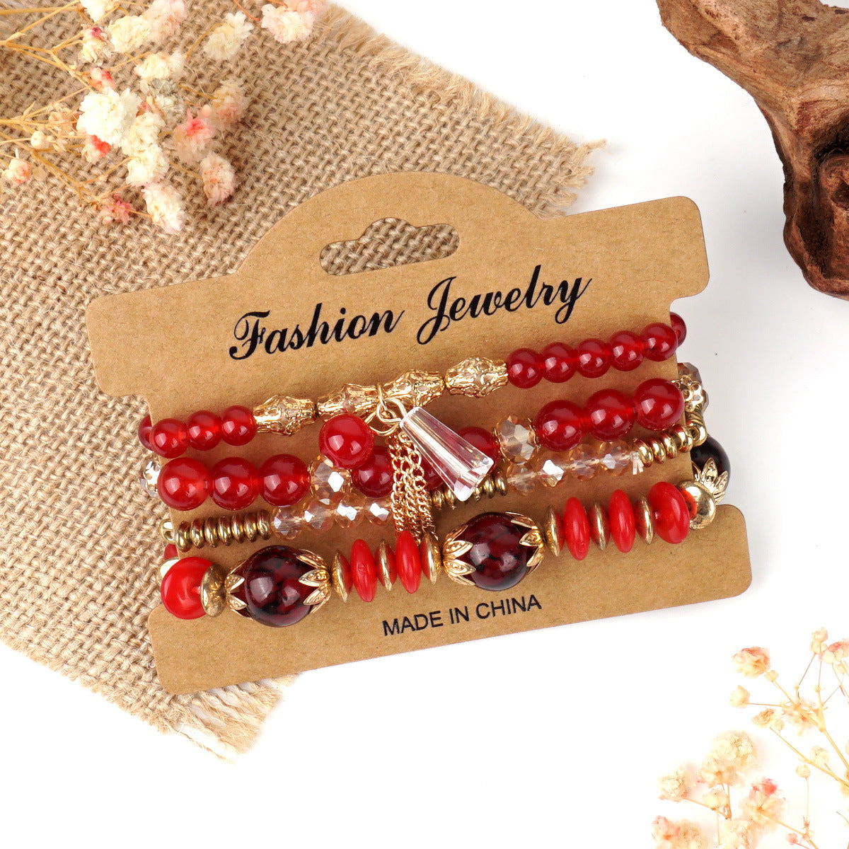Bohemian Chain Tassel Colored Glass Crystal Bracelet