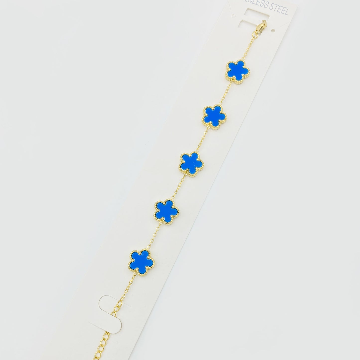 Stainless Steel Double-sided Medium Five-leaf Flower Bracelets