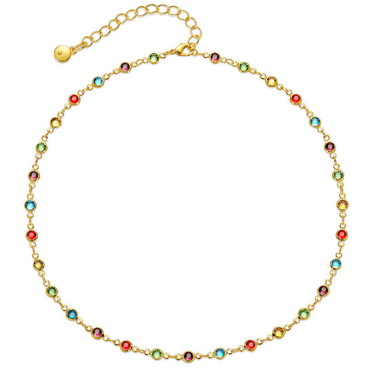 Copper Plated Real Gold Color Zircon Design Adjustable Length Ethnic Necklace