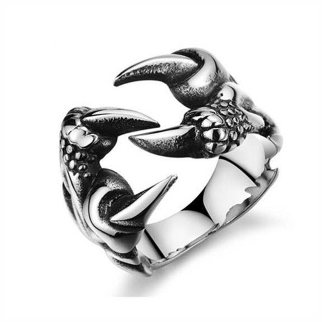 Men's Domineering Opening Ancient Sier Eagle Dragon Ring