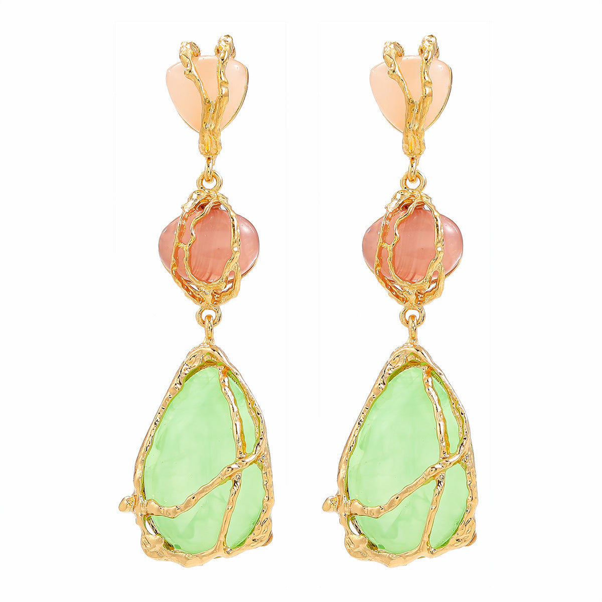 Women's Trendy Alloy Resin Bohemian Style Exaggerated Earrings