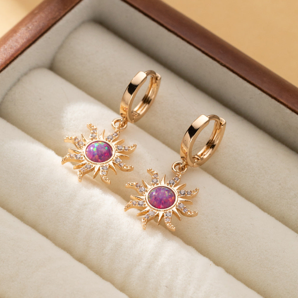 Fashion Vintage Multicolor Opal Micro Inlaid Earrings