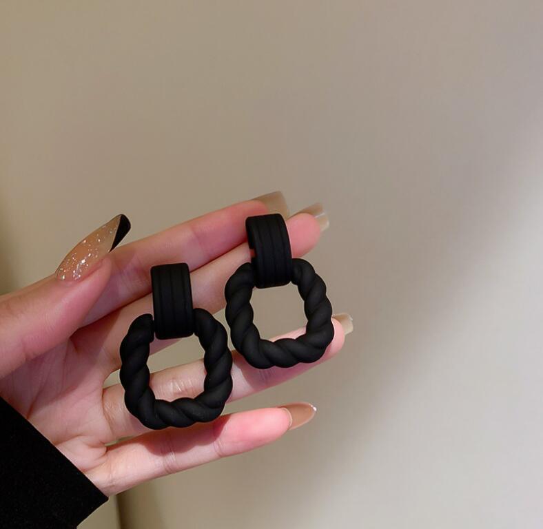 Needle Acrylic Twist Square Patch Graceful Geometric Retro Earrings