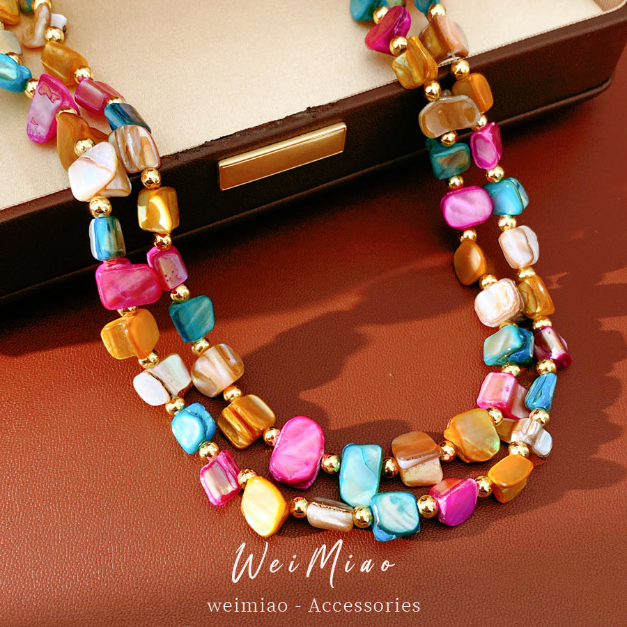 Irregular Double Shell Vintage Bohemian Personality Fashion Niche Necklace
