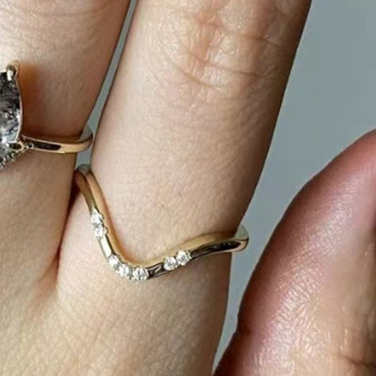 Inlaid Fine Diamond Titanium Steel Gold Rings