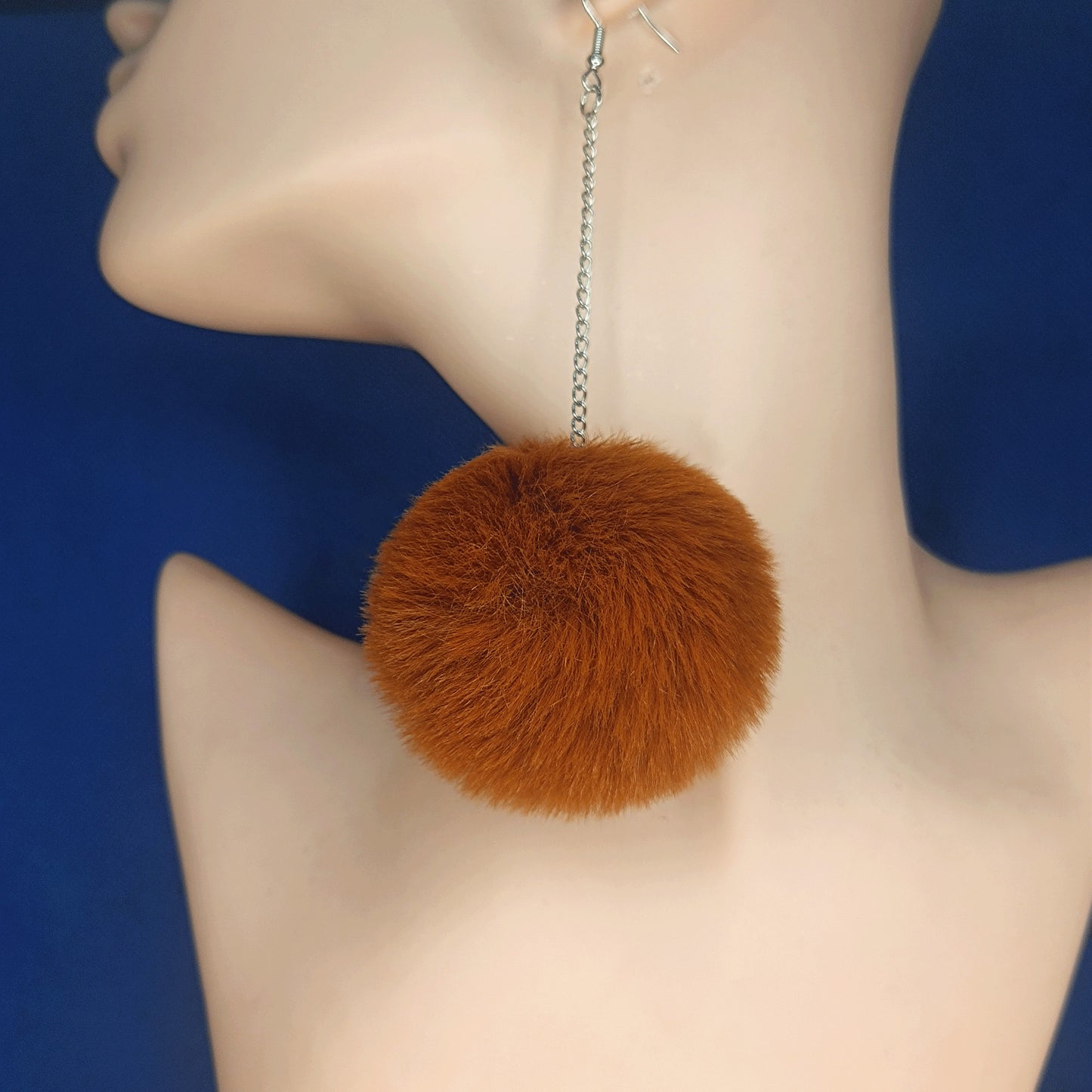 Plush Fur Ball Ear Hook Ethnic Style Popular Sier Chain Earrings