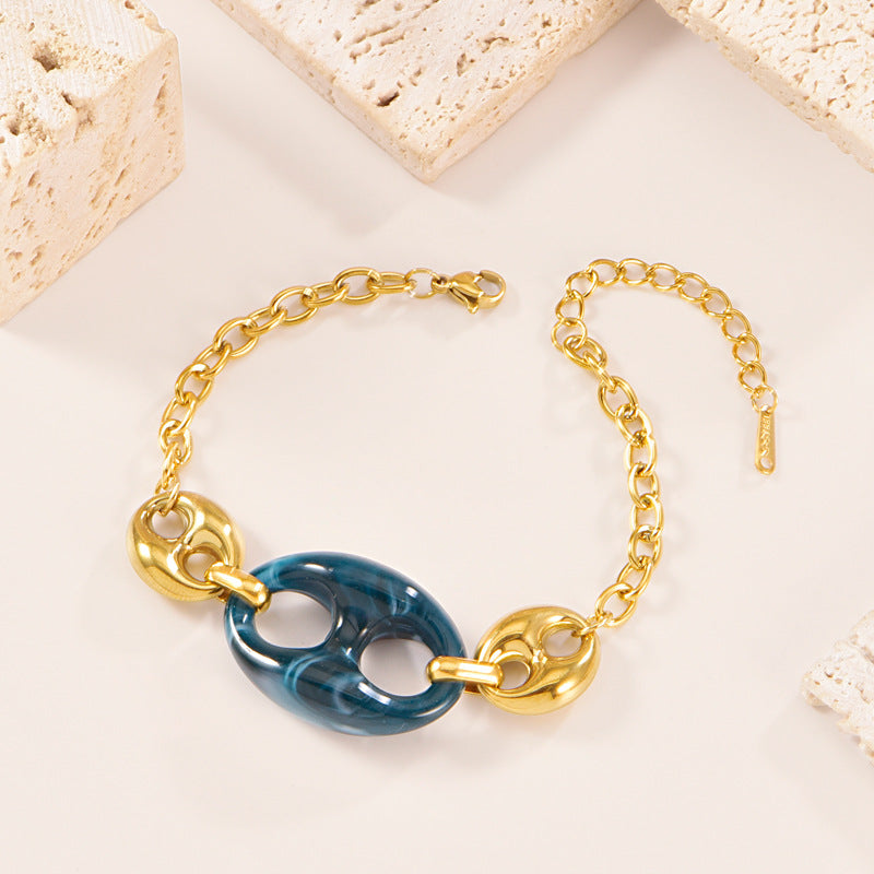 Gold Color Resin Buckle Light Luxury Jewelry Set