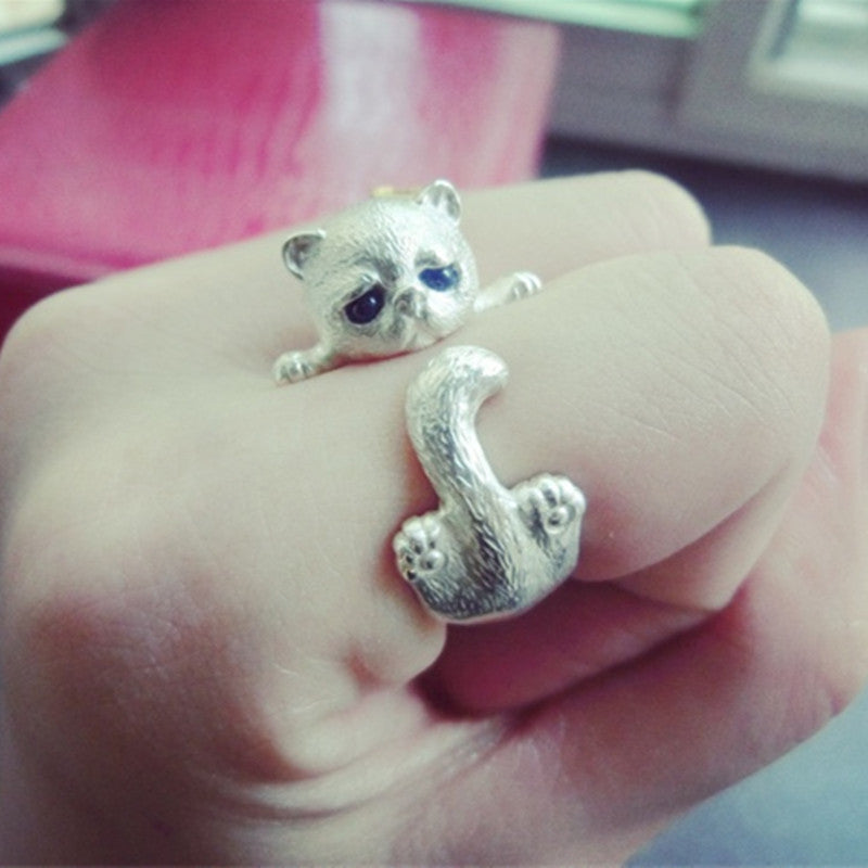 Women's Simple Cute Kitten Open Cat Paw Rings