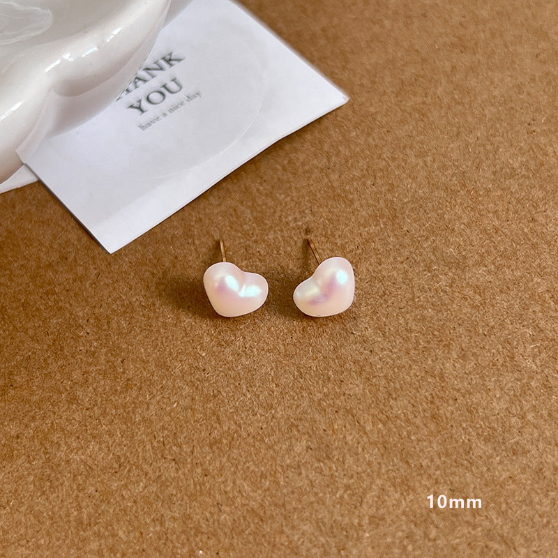 Women's Sier Needle Heart Pearl Fashionable Ear Earrings