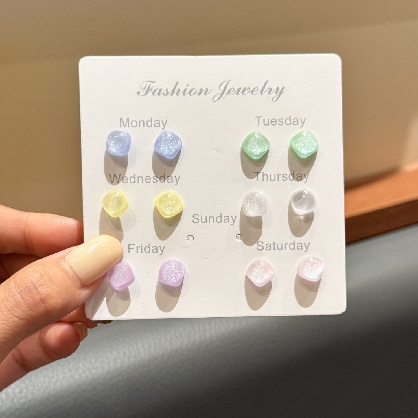 Women's Flash Small Sugar Cube For Summer Fresh Mori Simple Fashion Stud Earrings