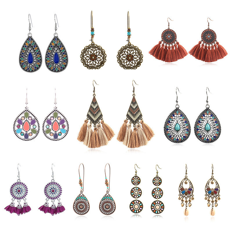 Geometric Enamel Suit Popular Bohemian Temperamental Earrings