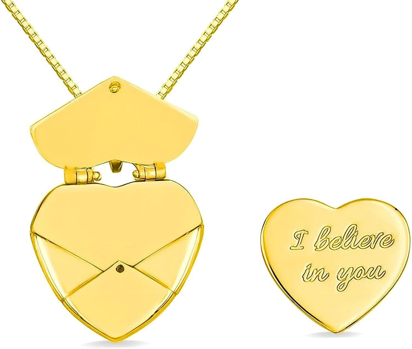 Open Heart-shaped Envelope Family Memorial Jewelry Necklaces