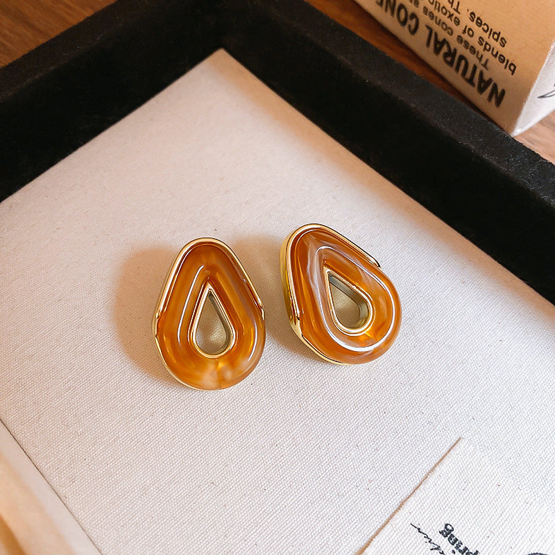 Women's Needle Geometric Irregular Resin Fashionable Retro Earrings