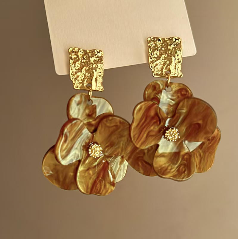 Women's Flower Frosted Resin Knitted Oil Rings