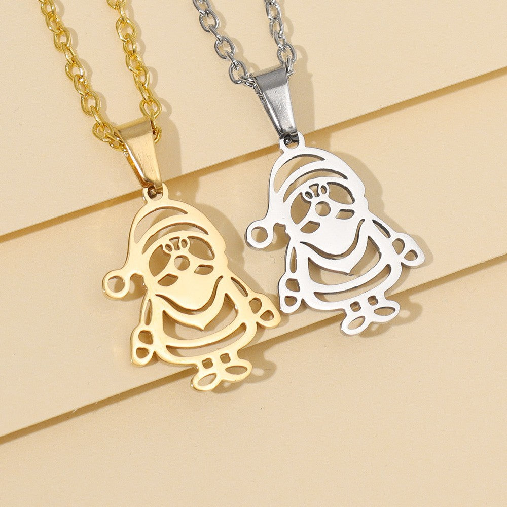 Stainless Steel Santa Christmas Tree Stylish Simple Necklaces