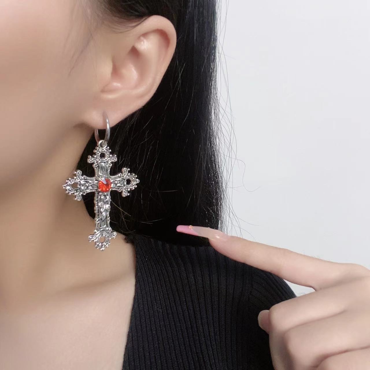 Cross Female Gothic Retro Hip Hop Earrings