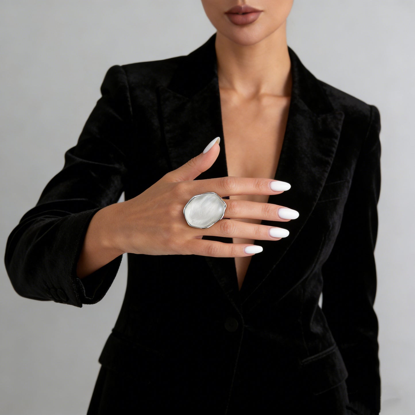 Eye Water Ripple Female Sier Geometric Exaggerated Rings