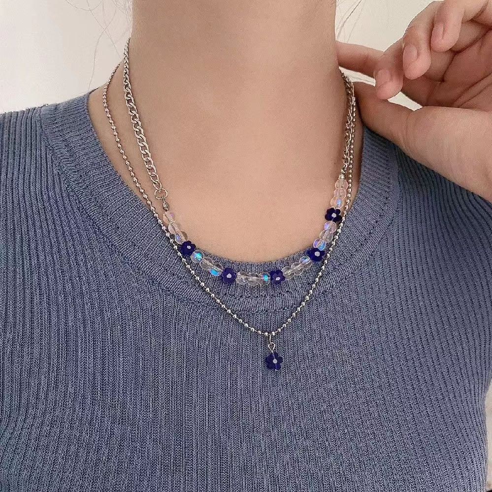 Flower Niche Design Crystal Clavicle Chain Wind Necklaces