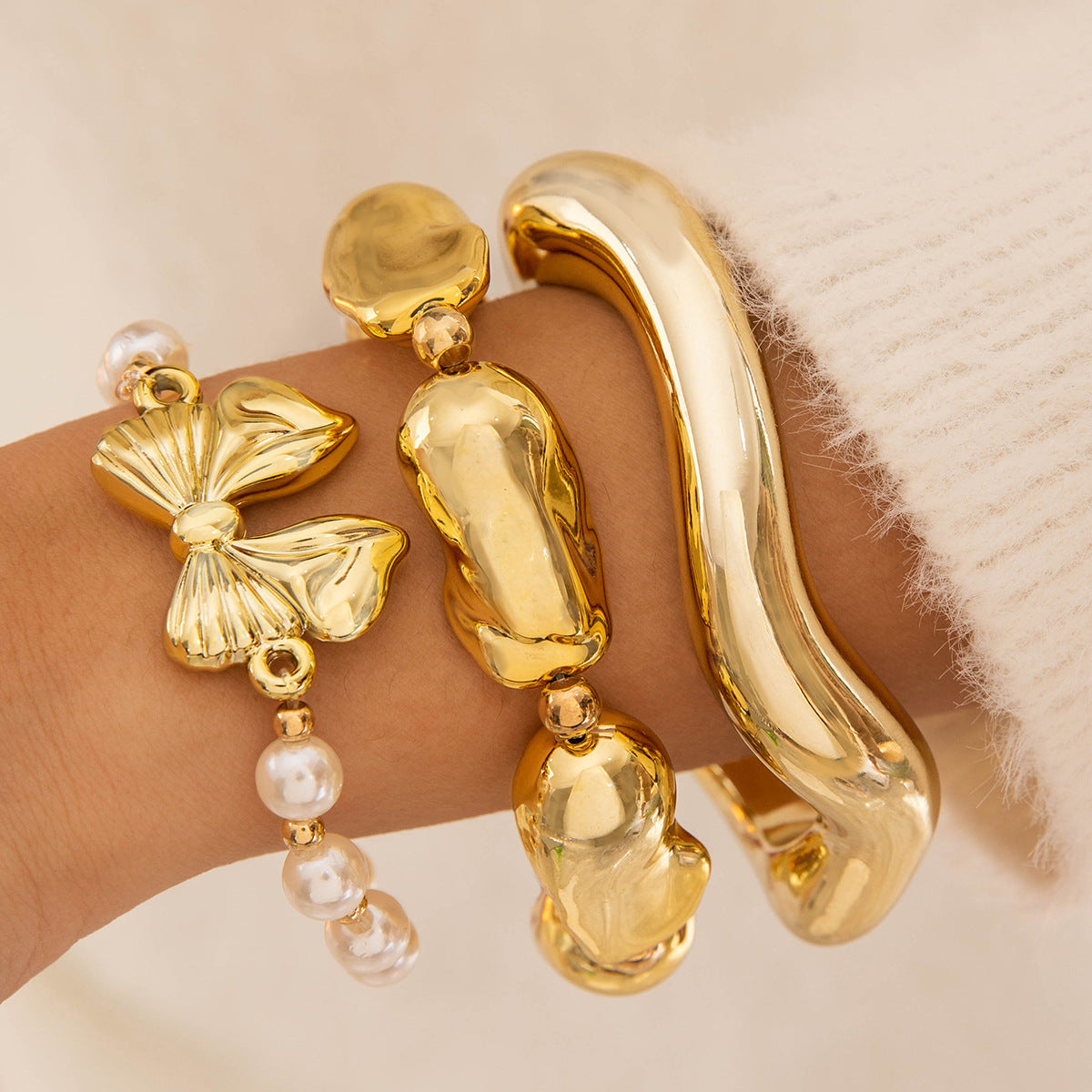 Popular Durable Line Geometric Exaggerated Open-ended Bracelets