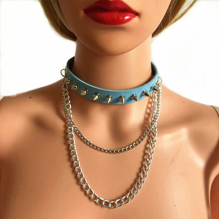 Rock Gothic Spike Rivet Leather Personality Metal Collar
