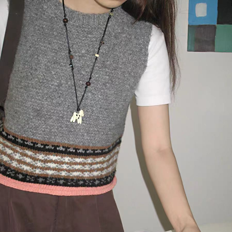 Winding Metal Leather Crook Punk Female Niche Love Clavicle Necklaces