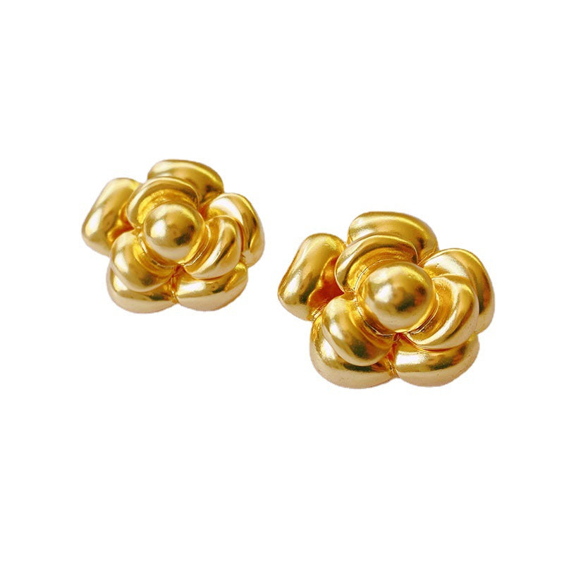 Women's Classic Style Camellia Sier Copper Plated Earrings