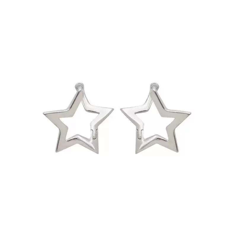 Simple Korean Style Five-pointed Star Ear Clip Female Design Personalized Stud Earrings