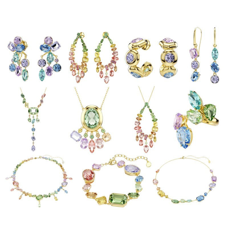 Fashion Austrian Crystal Flower Dopamine Exquisite Jewelry Set