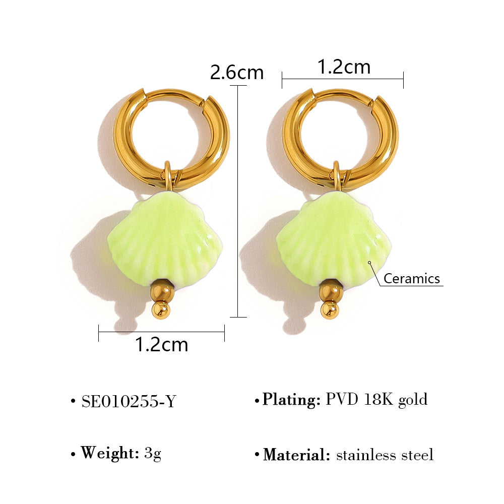 Marine Element Titanium Steel Female Gold Earrings