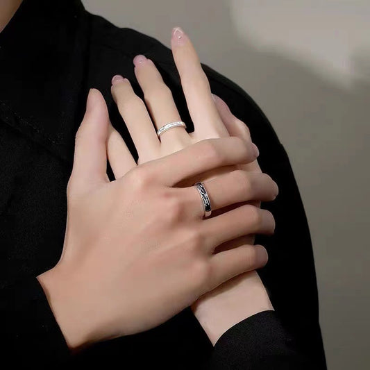 Women's & Men's Couple Trendy Sterling Sier One Simple Rings