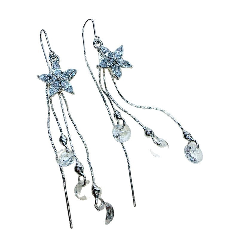 Women's Snowflake Tassel Temperamental Minority Simple Rhinestone Flower Fashionable Ear Hook