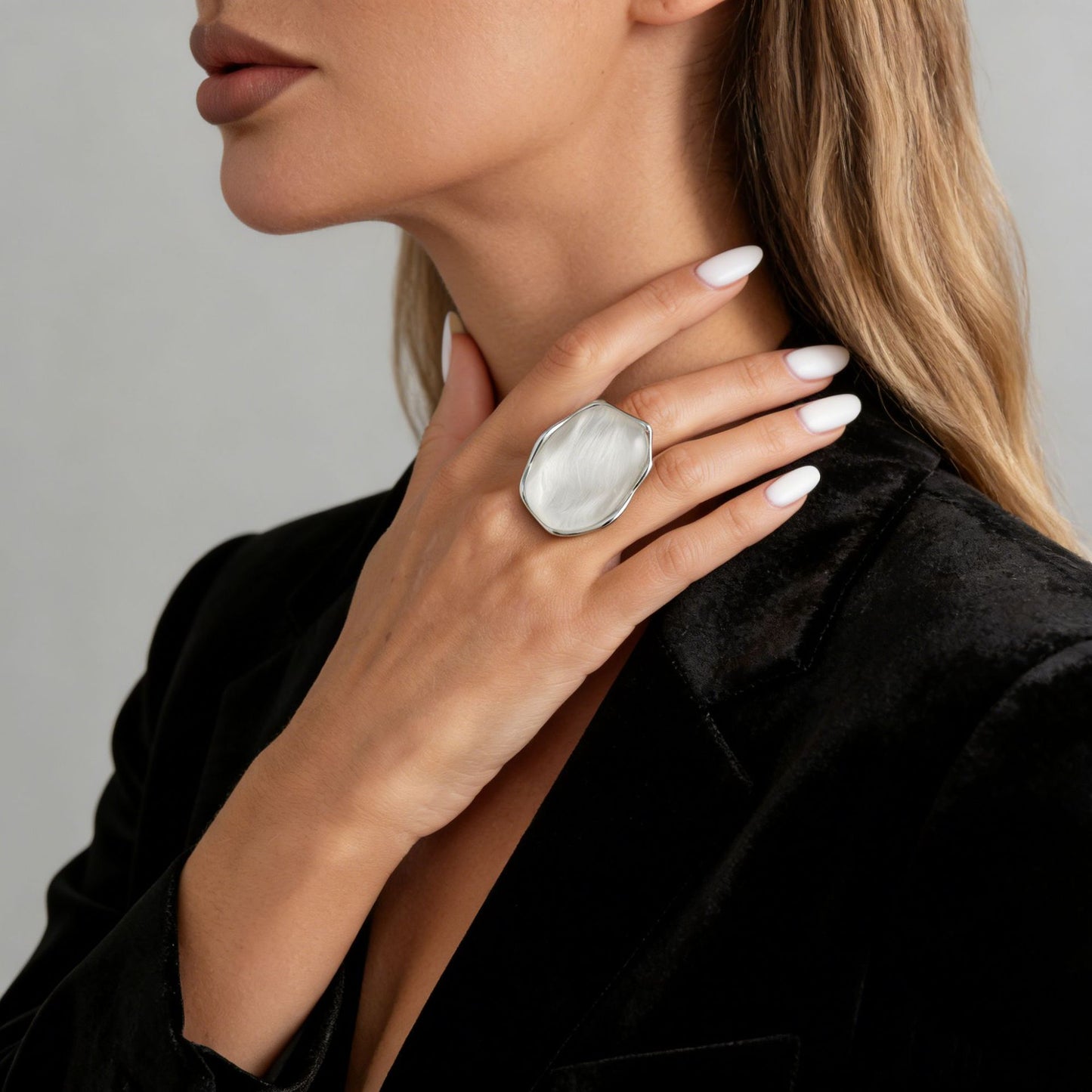 Eye Water Ripple Female Sier Geometric Exaggerated Rings