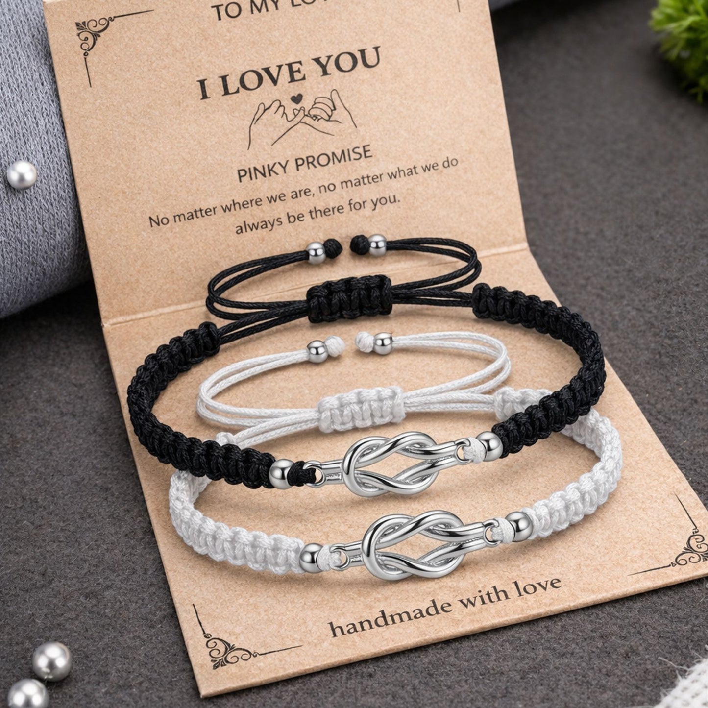 Women's & Men's Truelove Knot Flat Carrying Strap Couple Bracelet