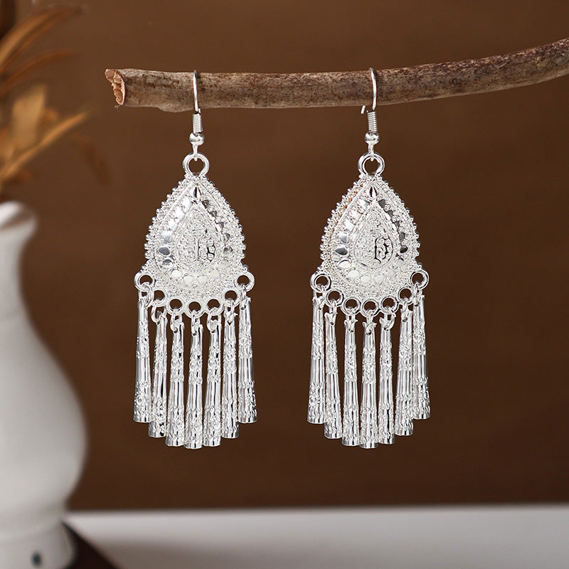 Women's Ethnic Style Imitation Miao Sier Colorful Earrings