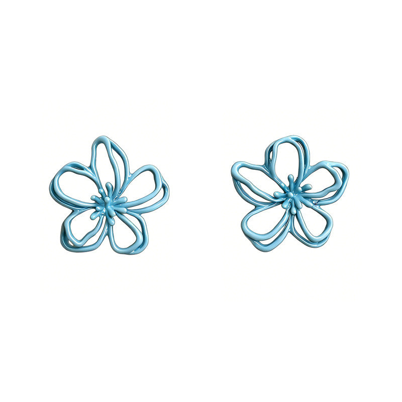 Hollow Flower Fresh Sweet Exaggerating Super Fairy Rings