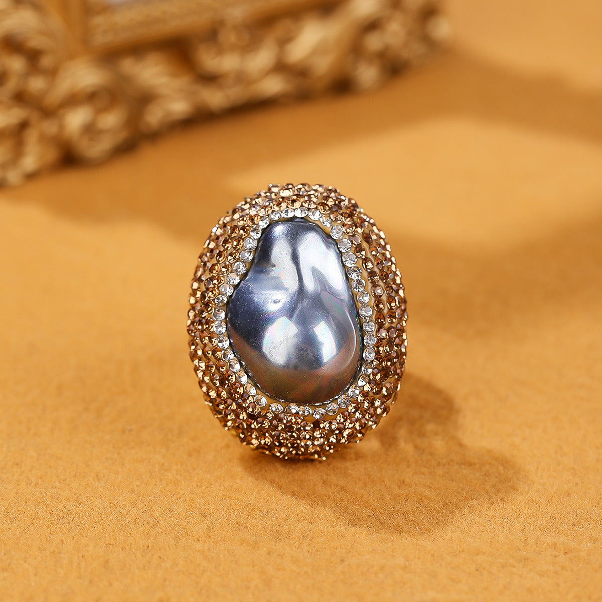 Women's Shell Pearls Clay Wide Open Adjustable Ring