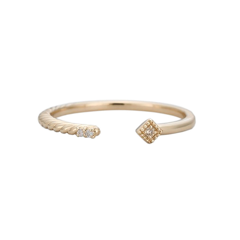 Minority Sweet Open Sterling Sier Gold Plated Zircon Ring