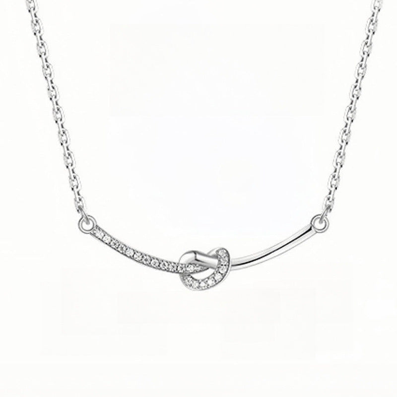 Women's Knotted Smile For Temperament Clavicle Chain Elegant Shining Diamond Niche Necklace
