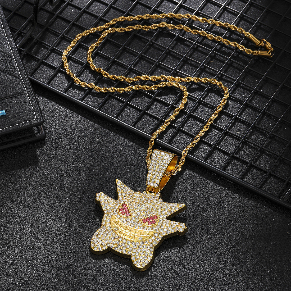 Personalized Cartoon Anime Diamond Hip Hop Trendy Little Monster Necklaces