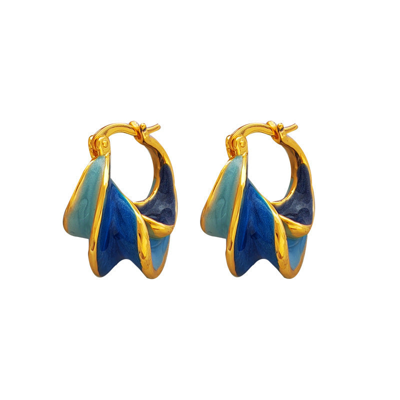 Women's High-grade Niche Temperament Enamel Glaze Dripping Oil Earrings