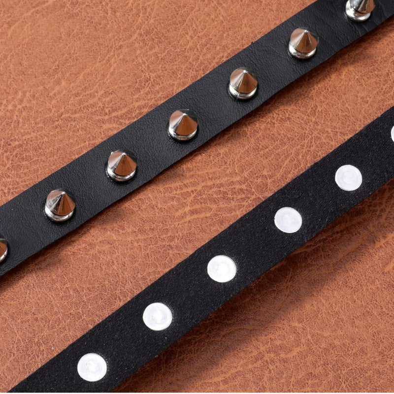 Punk Pointed Rivet Leather Gothic Fan Car Necklaces
