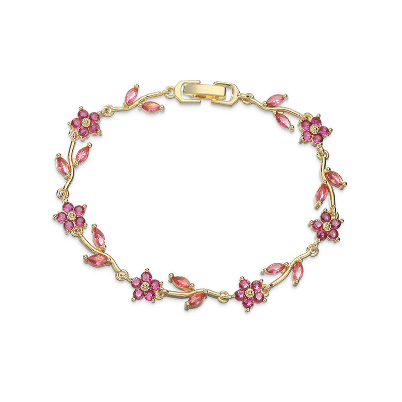 Tulip Colorful Crystals Gem Flower Light Bracelet