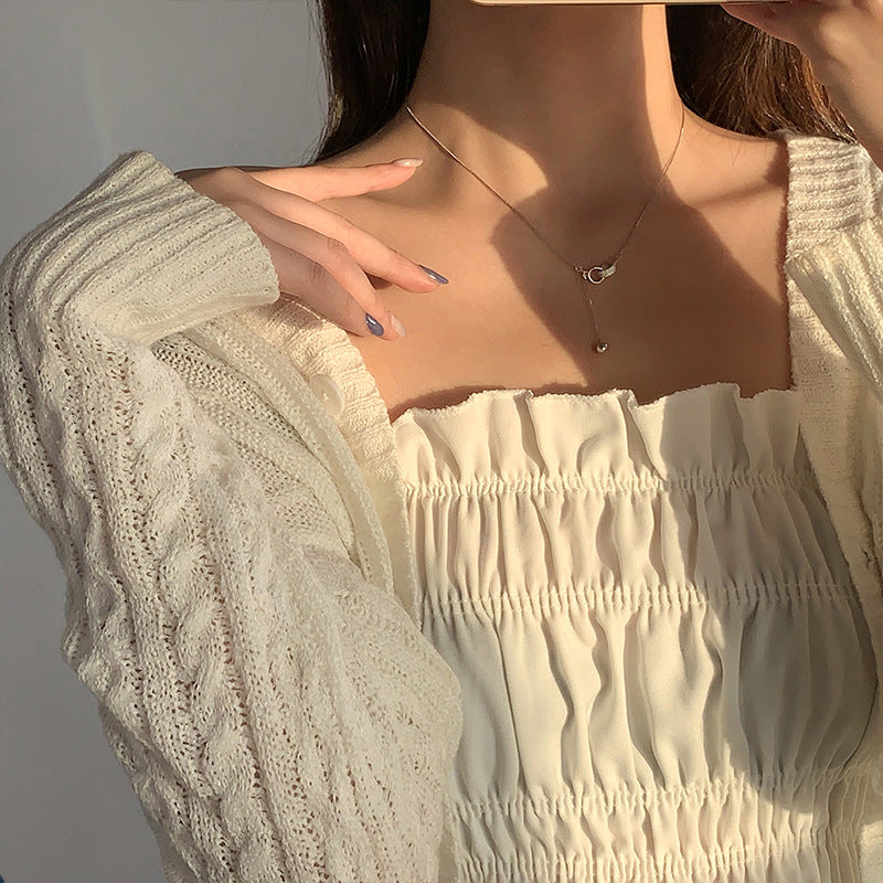 Summer Light Luxury Gold Plated Niche Design Buckle Simple Clavicle Necklaces