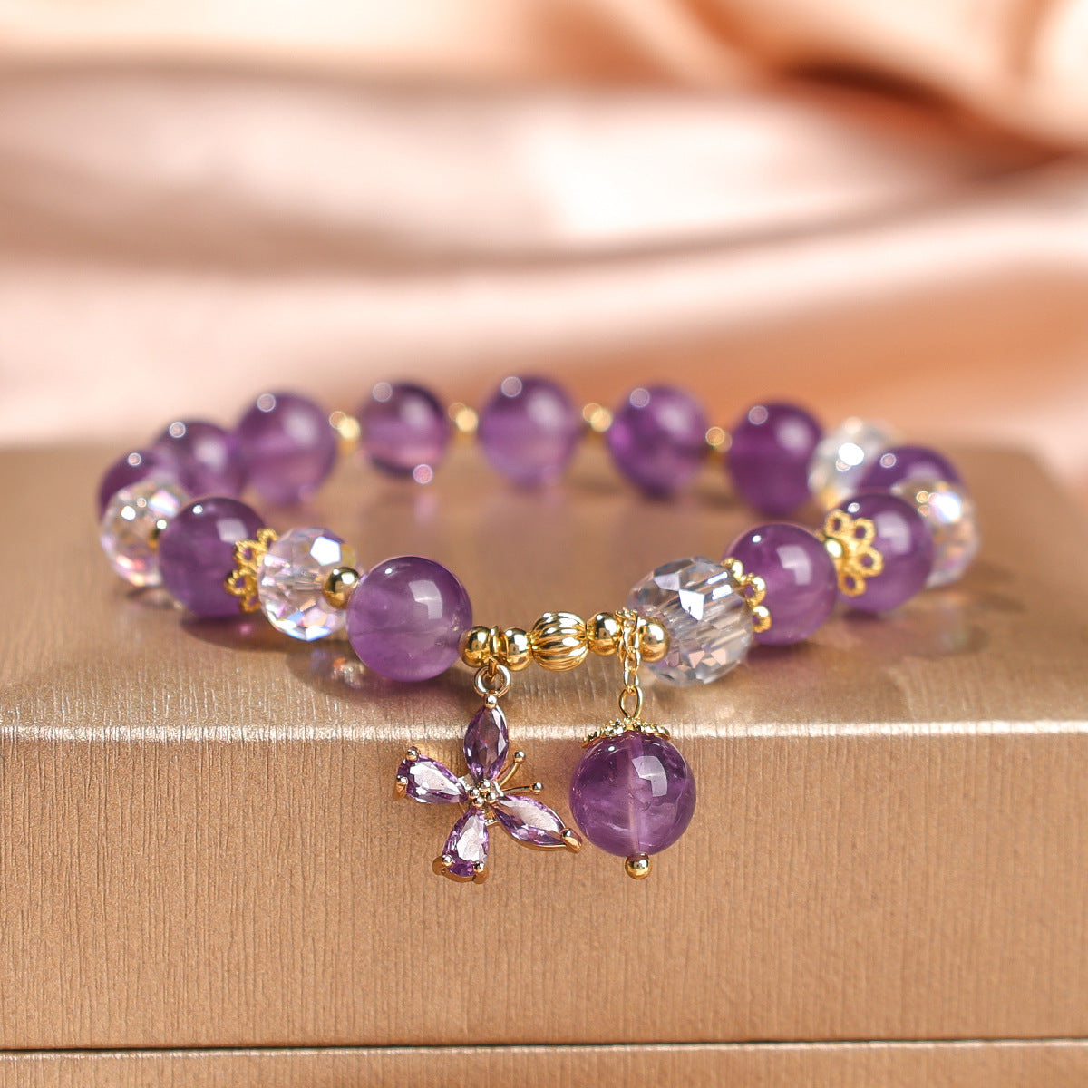 Women's Natural Amethyst Beaded For Mild Luxury Retro Bracelet