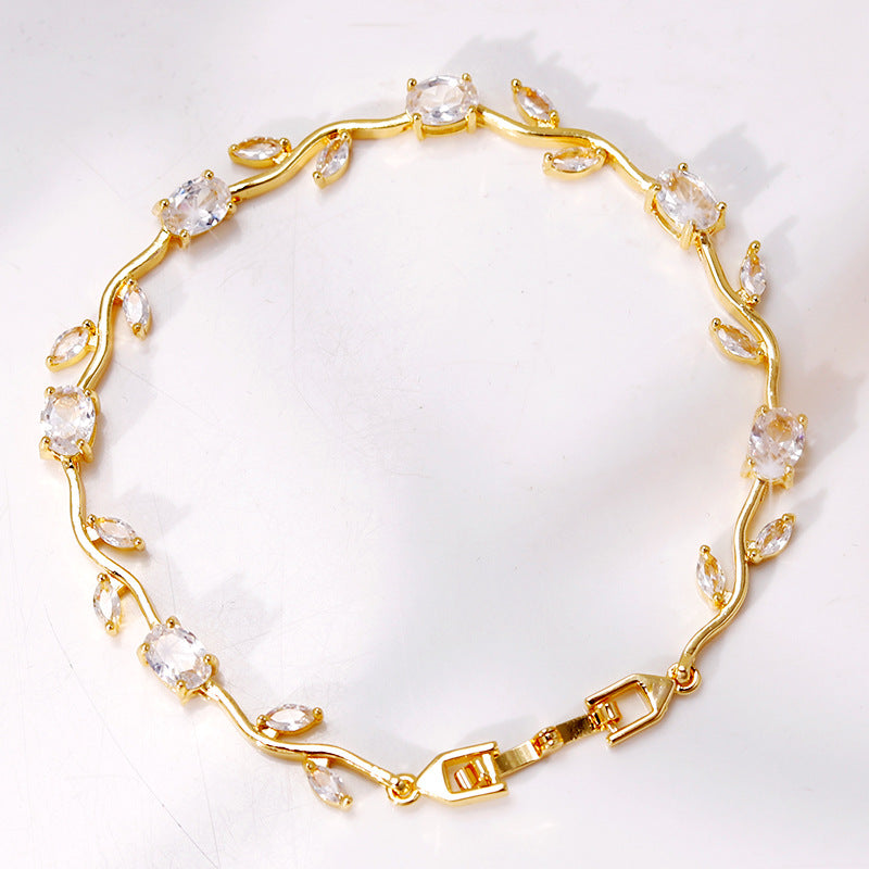 Horse Eye Zircon Gold-plated Copper Female Light Luxury Minority Style Bracelet