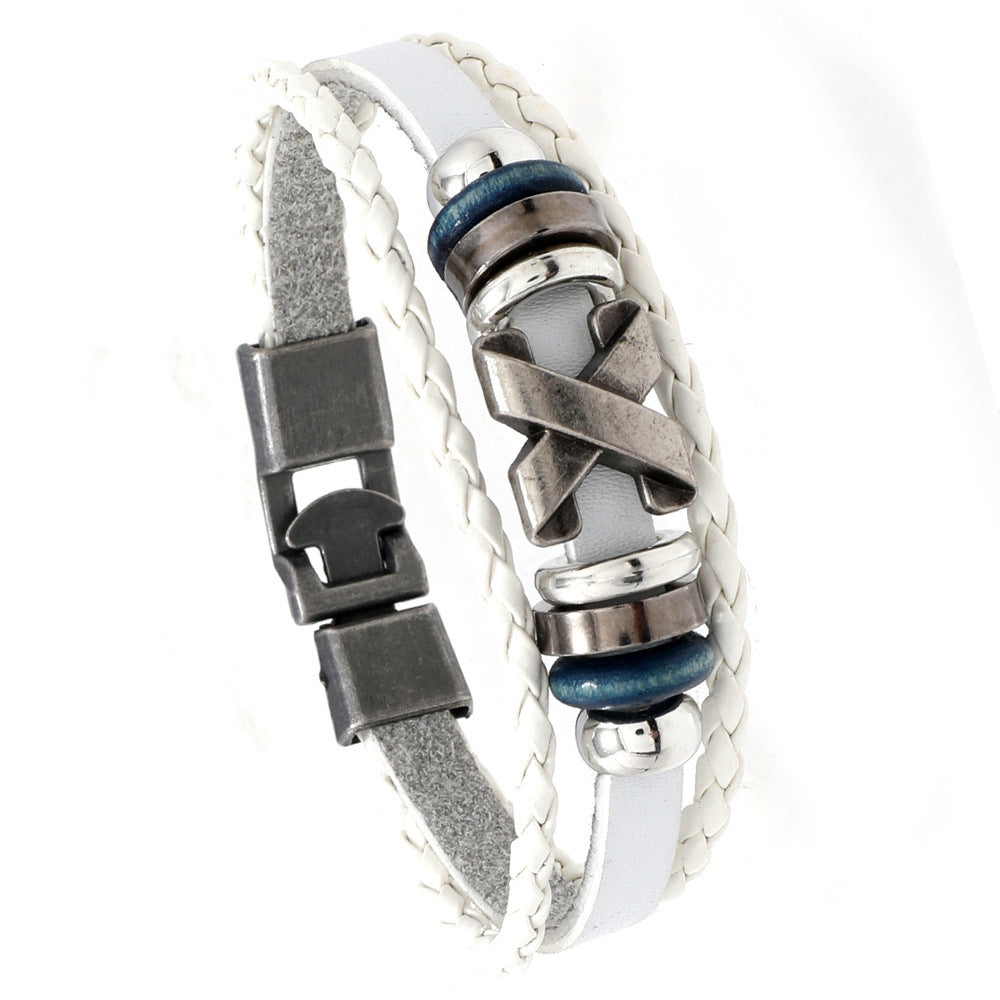 Men's Trendy X-shaped Accessories Beaded Retro Simple Pair Of Bracelets